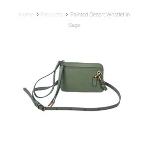 Elle And Jae Gypset Boho Vegan Leather Crossbody Painted Desert Sage Wristlet